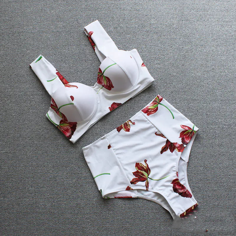 Bella Supportive Two-Piece Bikini Set – White Swimwear