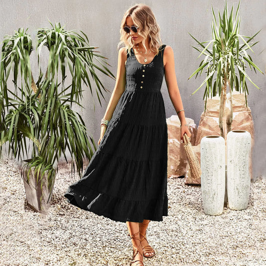 Boho Breeze: Vintage Sleeveless A‑Line Summer Dress for Women