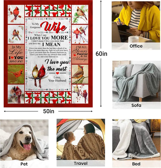 Flannel Blanket for Wife – Soft, Warm & Romantic Bird Design Gift