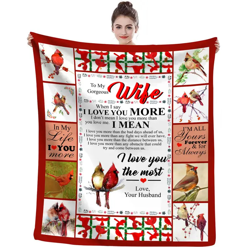 Flannel Blanket for Wife – Soft, Warm & Romantic Bird Design Gift