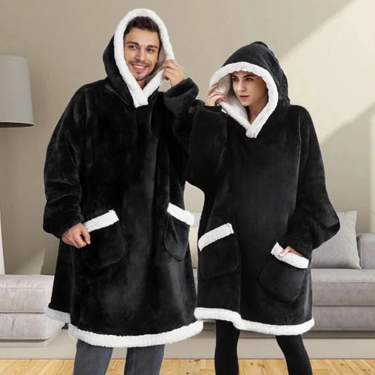 Unisex Lambs Wool Hoodie Blanket – Soft Oversized Winter Comfort