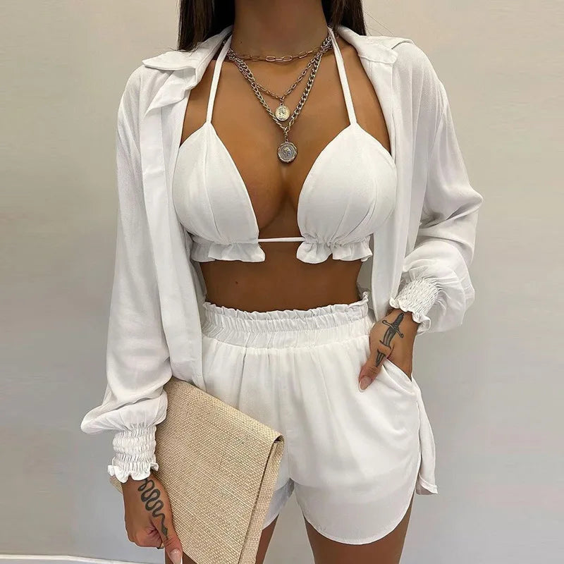 Sunlit Chic: Sexy 3‑Piece Beach Set for Women (2025)