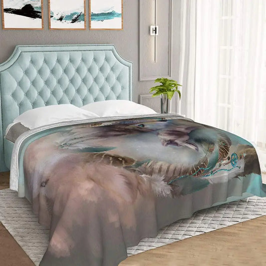 Wolf Pattern Flannel Blanket – Soft, Warm & Stylish Cozy Throw