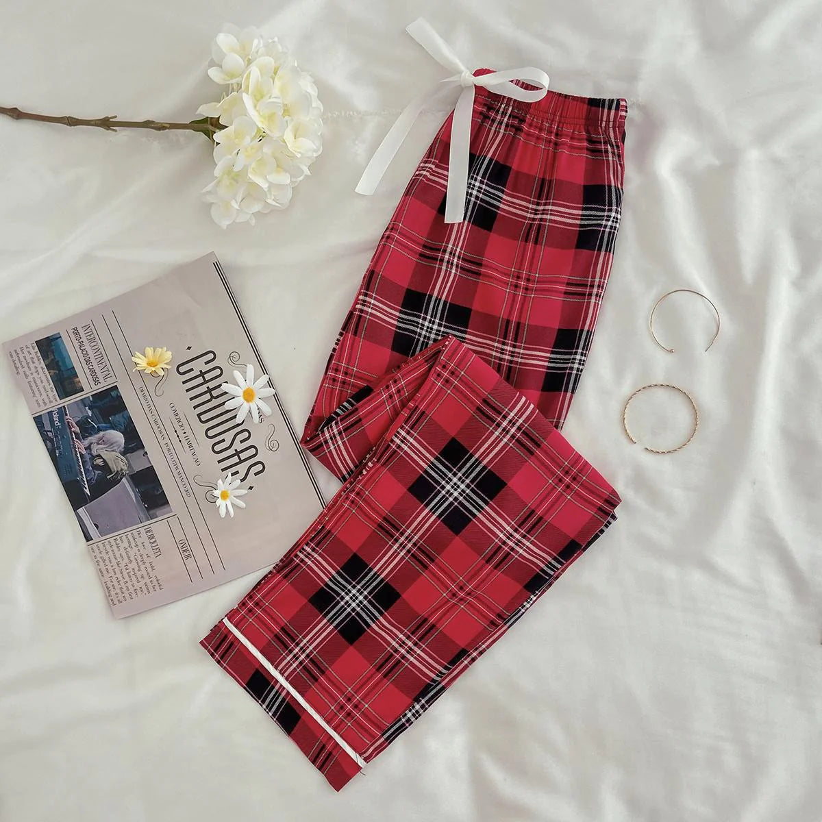 Women's Plaid Cotton Pajama Pants