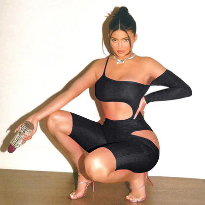 Midnight Allure: Summer Cutout Bodysuit for Women