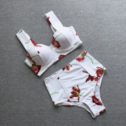 Bella Supportive Two-Piece Bikini Set – White Swimwear