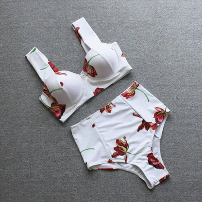Bella Supportive Two-Piece Bikini Set – White Swimwear