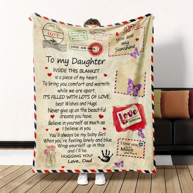 Birthday Daughter Flannel Blanket – Soft, Warm & Beautiful Butterfly Gift