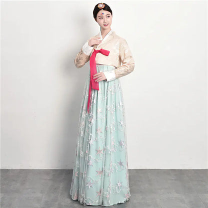 Traditional Court Korean Dance Dress – Ethnic Hanbok Performance Outfit for Cultural Events