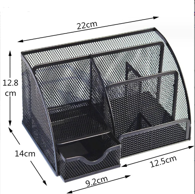 Metal Divided Pen Holder – Multi-Cell Desk Organizer for Office & Home | Black