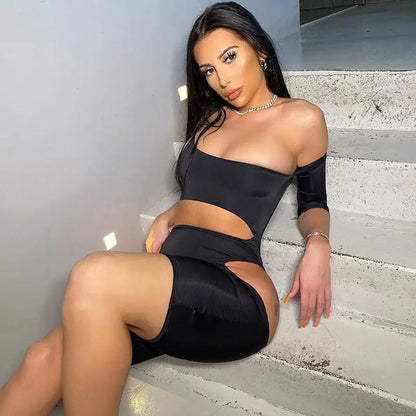 Midnight Allure: Summer Cutout Bodysuit for Women