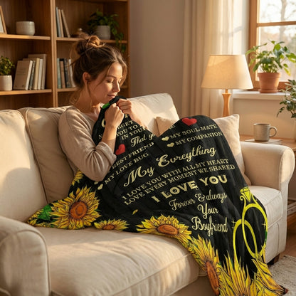 Boyfriend to Girlfriend Sunflower Blanket – Soft, Warm & Romantic Flannel Throw
