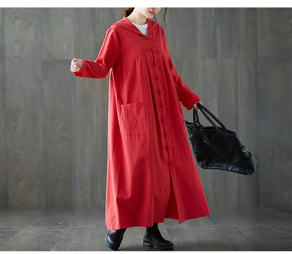 Traditional Cotton Linen Hooded Robe – Modern Comfort with Classic Elegance