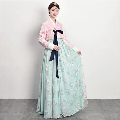 Traditional Court Korean Dance Dress – Ethnic Hanbok Performance Outfit for Cultural Events