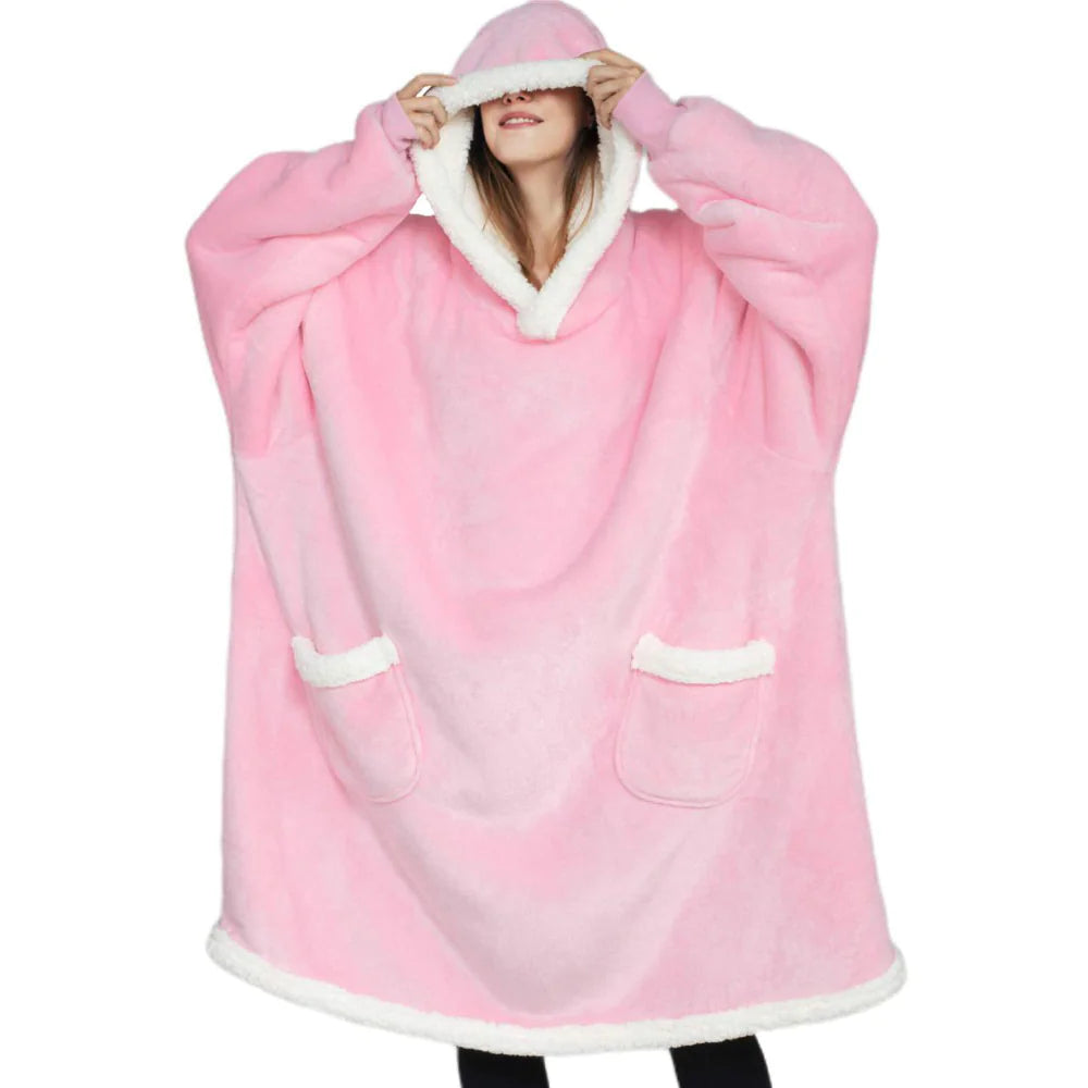 Unisex Lambs Wool Hoodie Blanket – Soft Oversized Winter Comfort