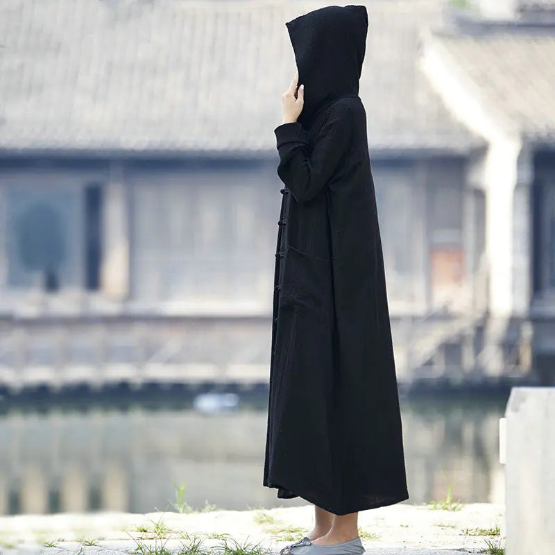 Traditional Cotton Linen Hooded Robe – Modern Comfort with Classic Elegance