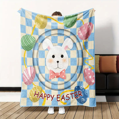 Happy Easter Rabbit Flannel Blanket – Soft, Warm & Festive Cozy Throw