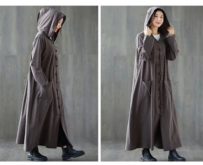 Traditional Cotton Linen Hooded Robe – Modern Comfort with Classic Elegance