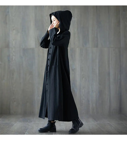 Traditional Cotton Linen Hooded Robe – Modern Comfort with Classic Elegance