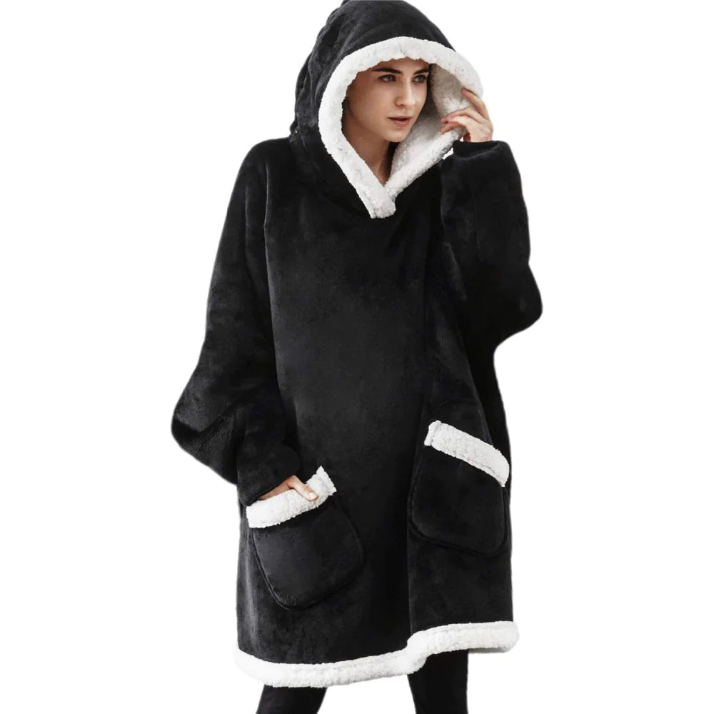 Unisex Lambs Wool Hoodie Blanket – Soft Oversized Winter Comfort
