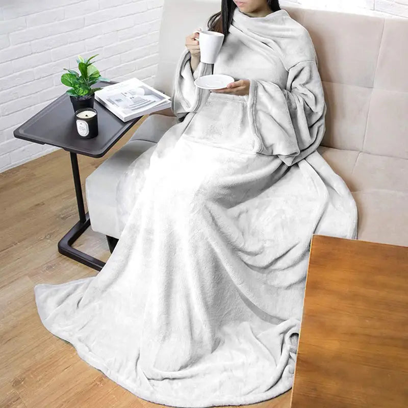 Wearable Blanket with Sleeves – Warm Fleece Cozy Blanket for Couch & TV