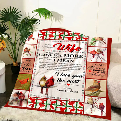 Flannel Blanket for Wife – Soft, Warm & Romantic Bird Design Gift