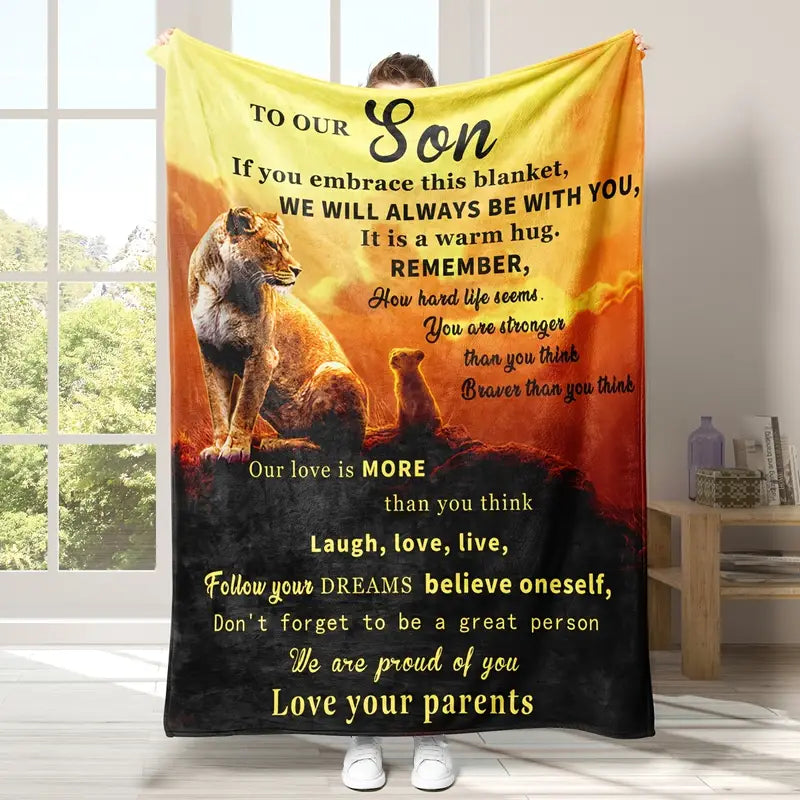 Lion Kids Flannel Blanket – Soft, Warm & Playful Cozy Throw