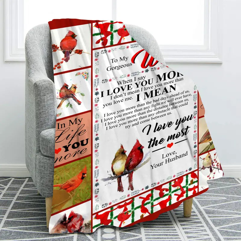 Flannel Blanket for Wife – Soft, Warm & Romantic Bird Design Gift