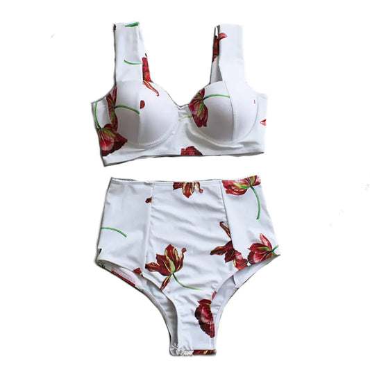 Bella Supportive Two-Piece Bikini Set – White Swimwear