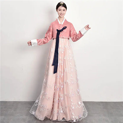 Traditional Court Korean Dance Dress – Ethnic Hanbok Performance Outfit for Cultural Events