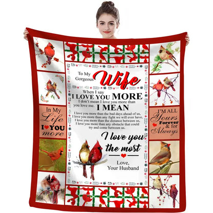 Flannel Blanket for Wife – Soft, Warm & Romantic Bird Design Gift