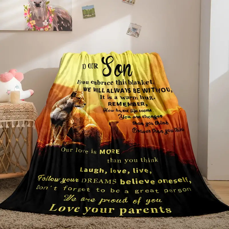 Lion Kids Flannel Blanket – Soft, Warm & Playful Cozy Throw