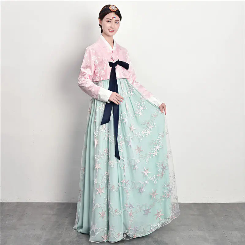 Traditional Court Korean Dance Dress – Ethnic Hanbok Performance Outfit for Cultural Events