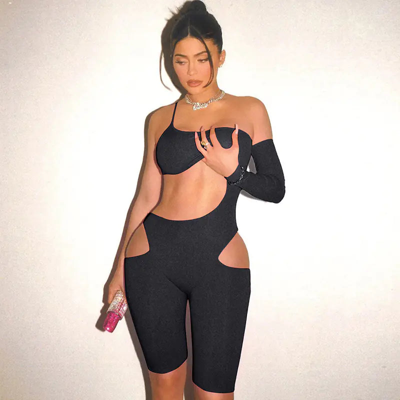 Midnight Allure: Summer Cutout Bodysuit for Women