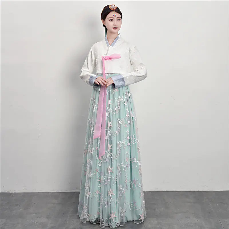 Traditional Court Korean Dance Dress – Ethnic Hanbok Performance Outfit for Cultural Events