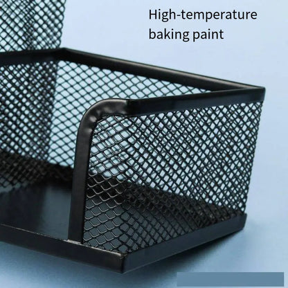 Metal Divided Pen Holder – Multi-Cell Desk Organizer for Office & Home | Black