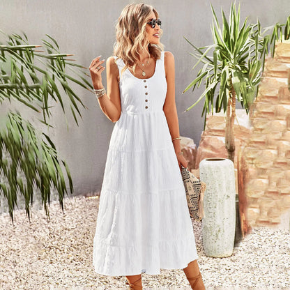 Boho Breeze: Vintage Sleeveless A‑Line Summer Dress for Women