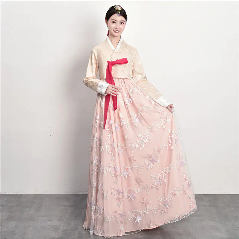 Traditional Court Korean Dance Dress – Ethnic Hanbok Performance Outfit for Cultural Events