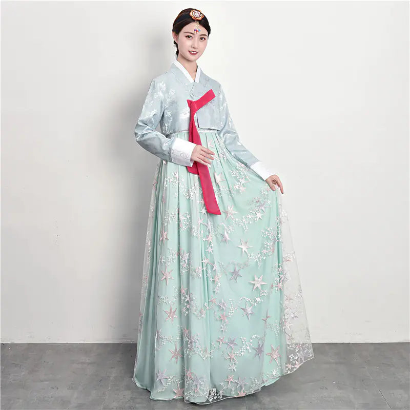 Traditional Court Korean Dance Dress – Ethnic Hanbok Performance Outfit for Cultural Events