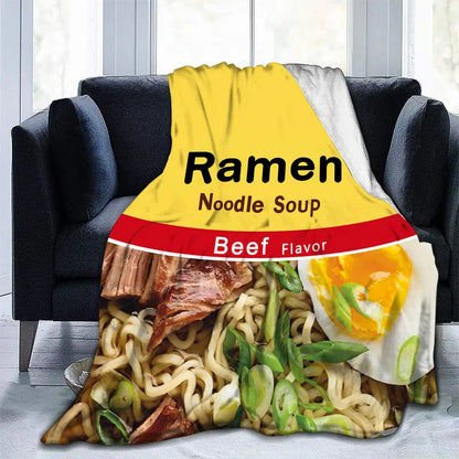 Noodle Soup Print Flannel Blanket – Soft, Warm & Fun Cozy Throw