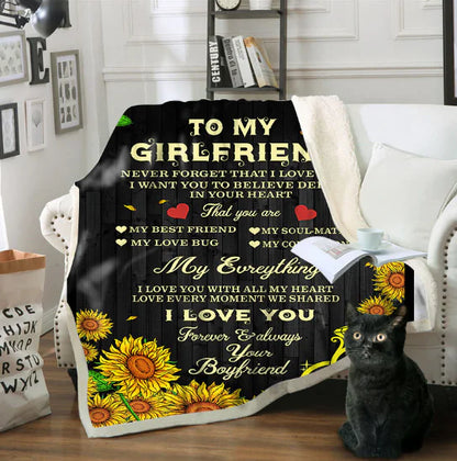 Boyfriend to Girlfriend Sunflower Blanket – Soft, Warm & Romantic Flannel Throw