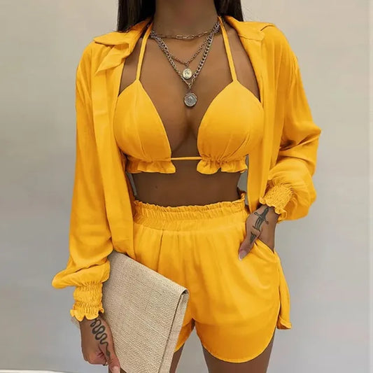 Sunlit Chic: Sexy 3‑Piece Beach Set for Women (2025)