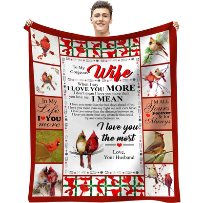 Flannel Blanket for Wife – Soft, Warm & Romantic Bird Design Gift