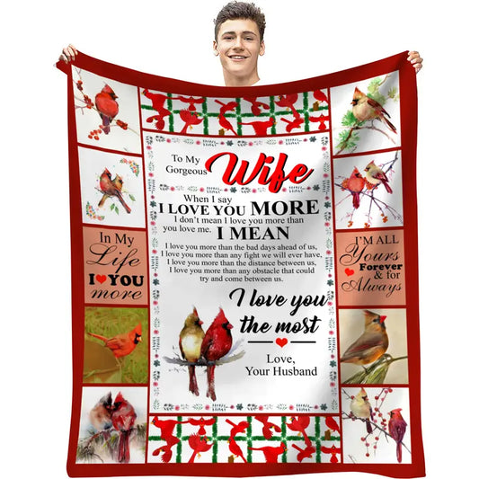 Flannel Blanket for Wife – Soft, Warm & Romantic Bird Design Gift