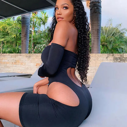 Midnight Allure: Summer Cutout Bodysuit for Women