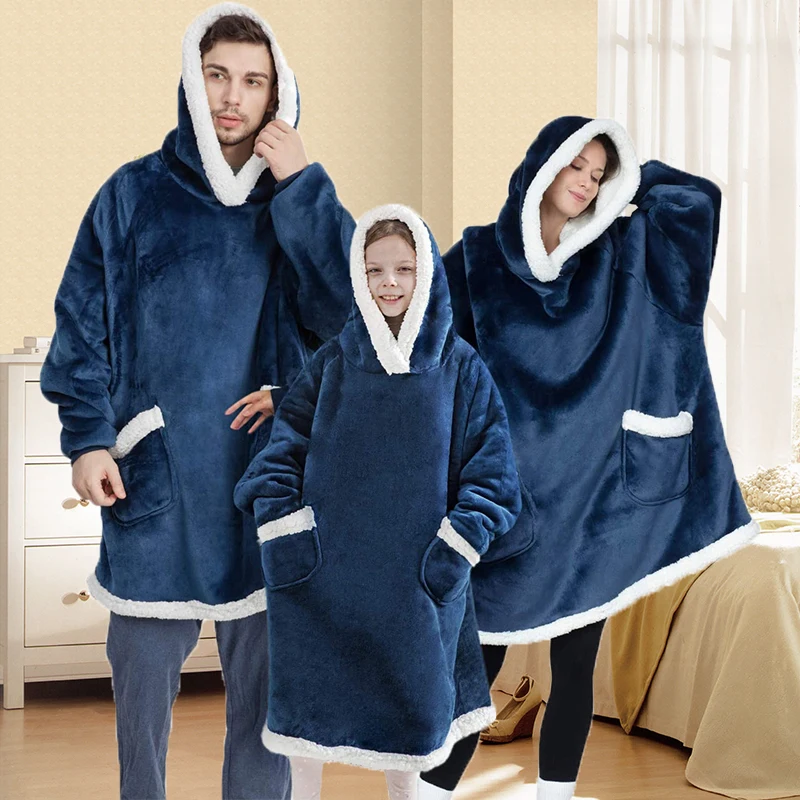 Unisex Lambs Wool Hoodie Blanket – Soft Oversized Winter Comfort