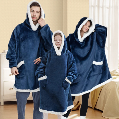 Unisex Lambs Wool Hoodie Blanket – Soft Oversized Winter Comfort