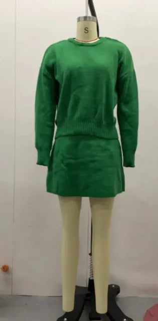 Women’s Knitwear Top &amp; A-Line Skirt Two-Piece Set
