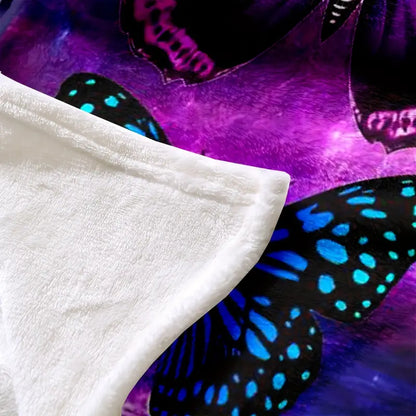 Purple Butterfly Flannel Blanket – Soft, Warm & Elegant Cozy Throw