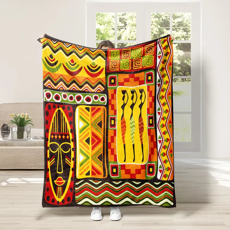 African Design Flannel Blanket – Soft, Warm & Stylish Cozy Throw